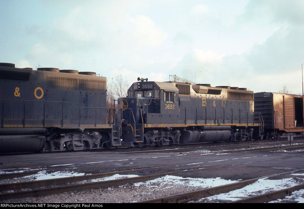 BO 3692 Showing signs of being temporarily leased to the ATSF in 1979-1980 and temporarily renumbered to BO 9692 and back to BO 3692 when the lease ended